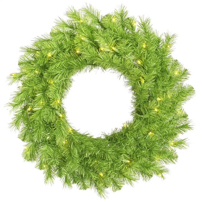 36" Lime/Green Tinsel Wreath 100Grn LED