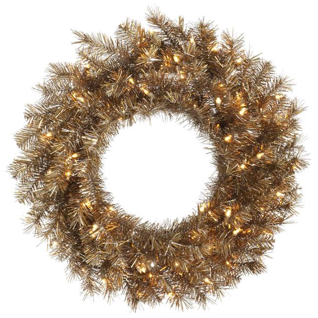 36" Metal Mix Tinsel Wreath 100WmWht LED