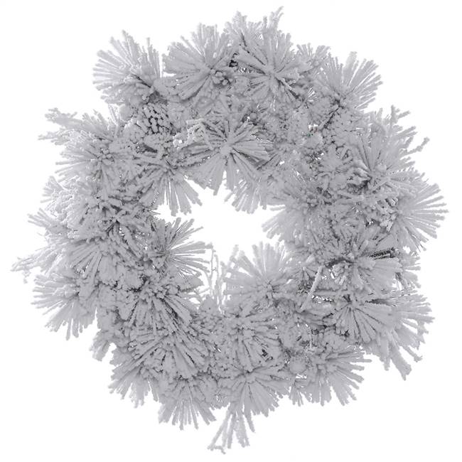 48" Flock Alberta Wreath w/Cones 210Tips