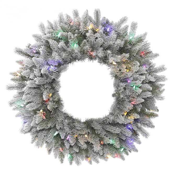 36" Frost Sable Pine Wreath 100LED Multi