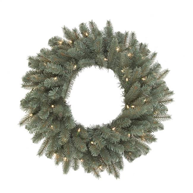 36" Colorado Blue Wreath 100LED WmWht