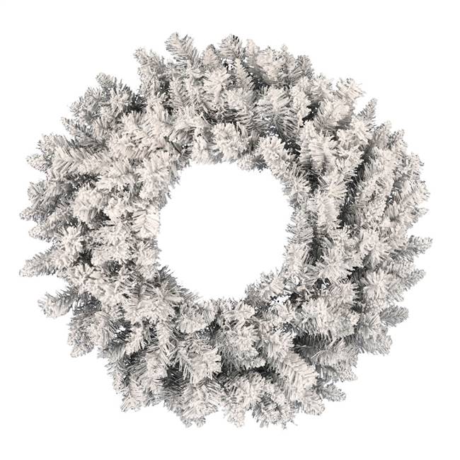 30" Frosted Silver Wreath 180Tips