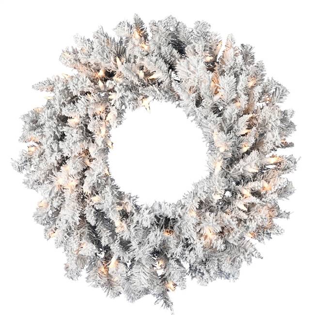 36" Frosted Silver Wreath DuraLit 150CL