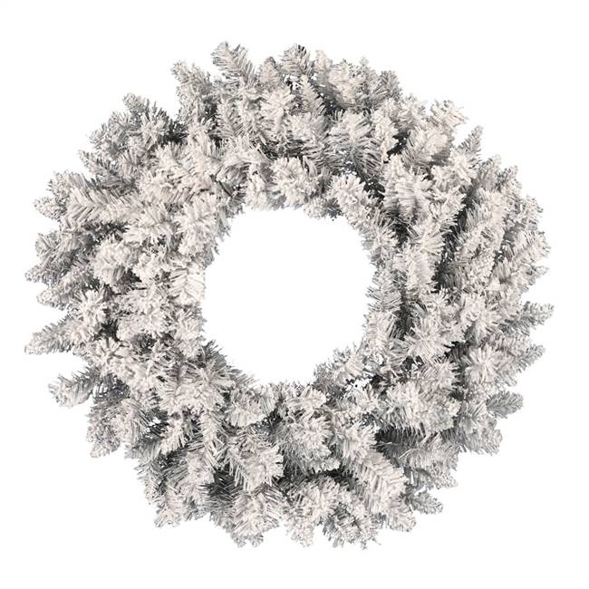 48" Frosted Silver Wreath 360Tips
