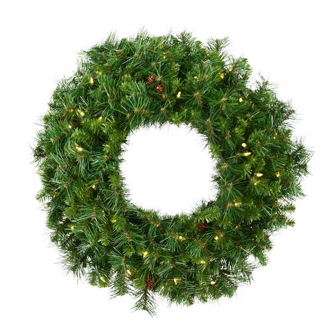 48" Cheyenne Pine Wreath 200WmWht LED