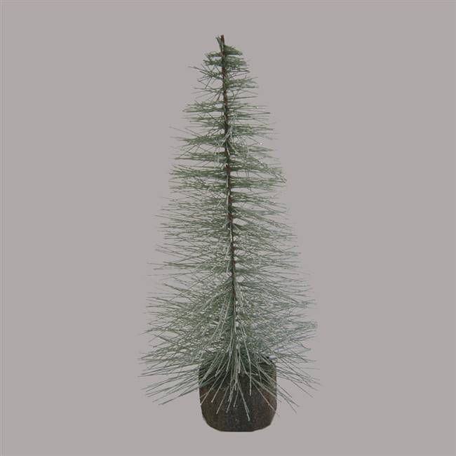 6" Blue Spruce Frosted Village Tree Wood