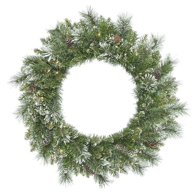 30" SnowTip Pine Wreath Dura-Lit 50CL
