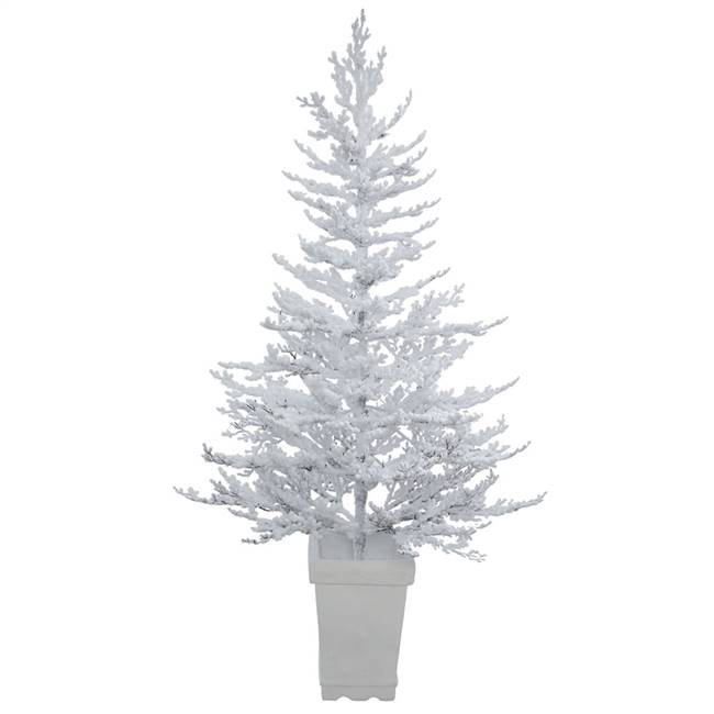 5' x 42" Potted Flocked Winter Twig Tree