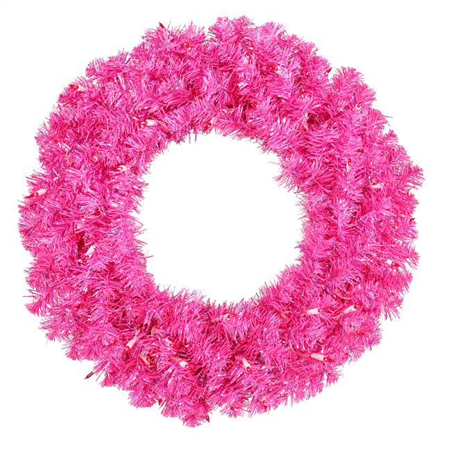 30" Hot Pink Wreath Dural 70Pnk Lts 260T