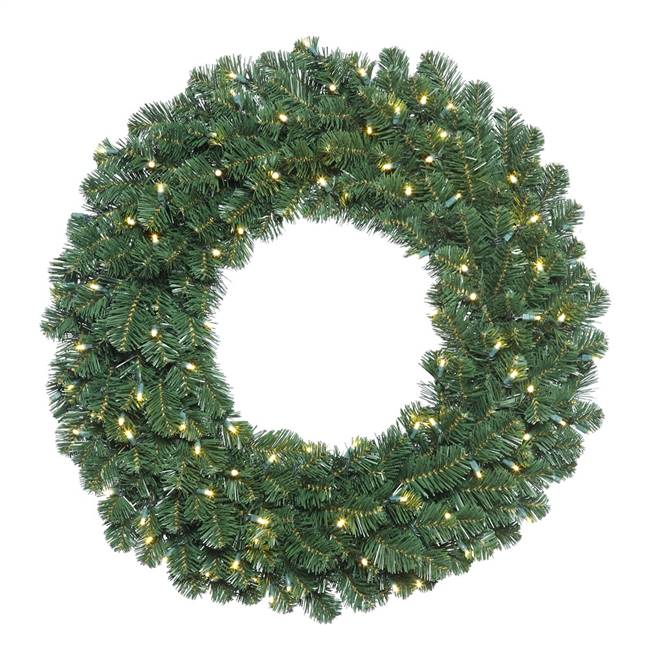 36" Oregon Fir Wreath Halves 100LED WmWt