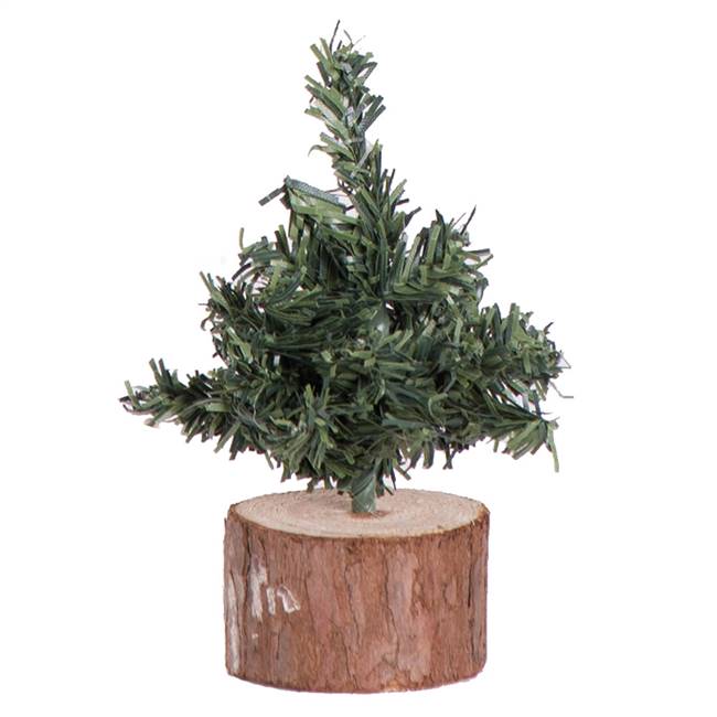 4" Mini Pine Tree 54 Tips Wood Base