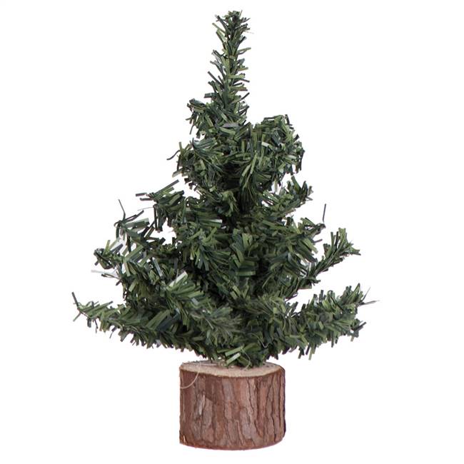 6" Mini Pine Tree 72 Tips Wood Base