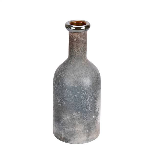 11" Slate Gray Glass Bottle Vase