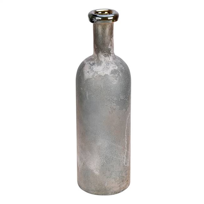 16" Slate Gray Glass Bottle Vase