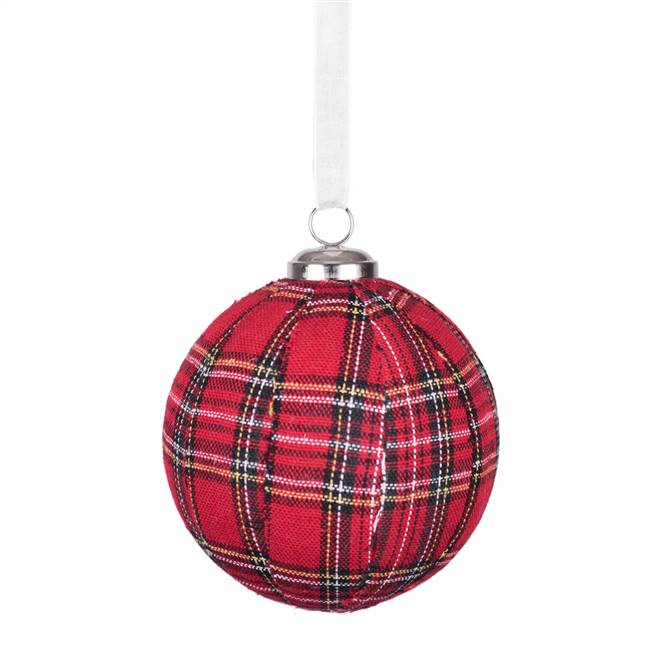 3.25" Red Plaid Ball Ornament