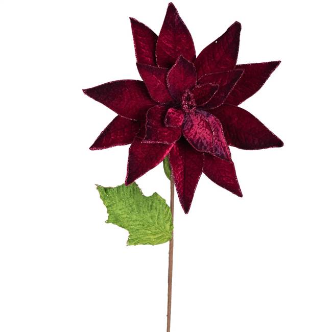 24" Poinsettia Stem Burgundy 3/Bag