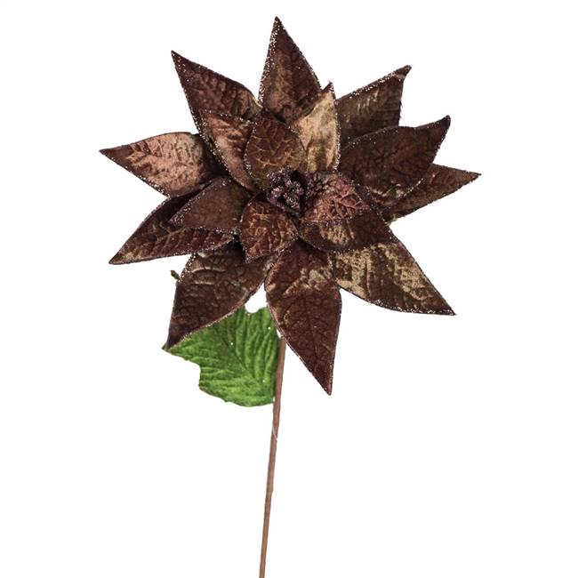 24"  Poinsettia Stem Chocolate 3/Bag