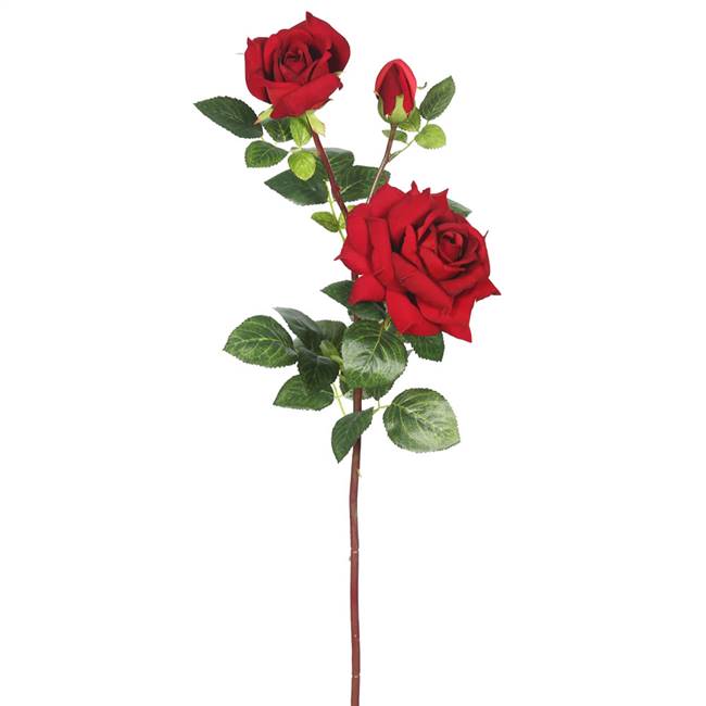 35" Large Velvet Red Rose (Pk/3)