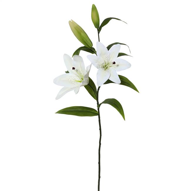 33" White Tiger Lily Stem 2/Pk