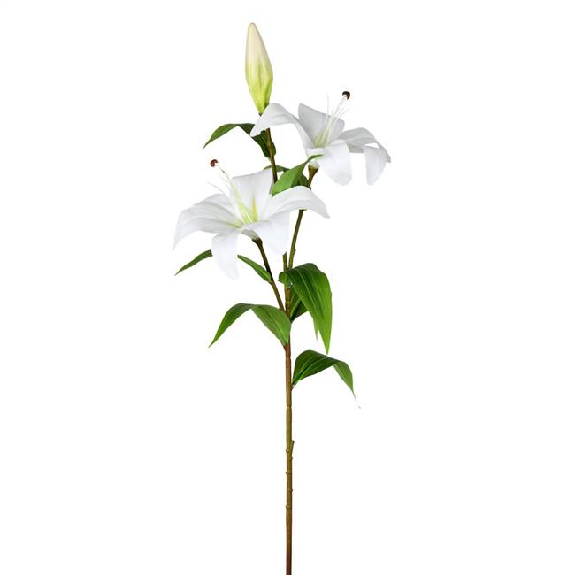 33.5" White Lily Floral Spray x2 Flowers