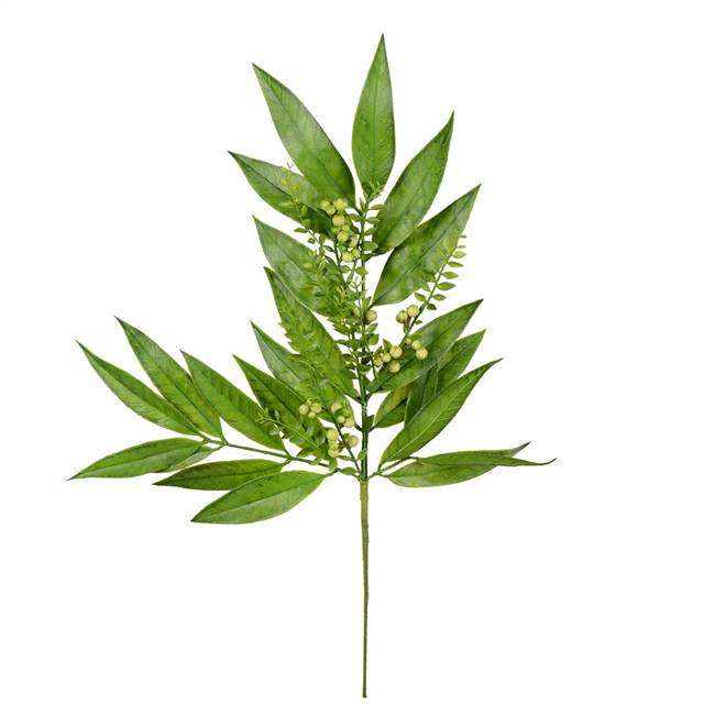 23" Green Willow White Berries Spray 3/P