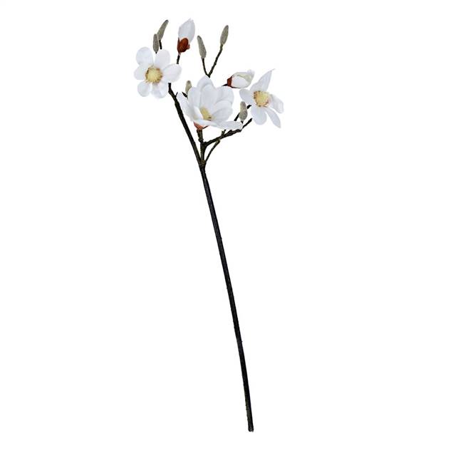 36" White Magnolia Spray w 5 Flowers RT