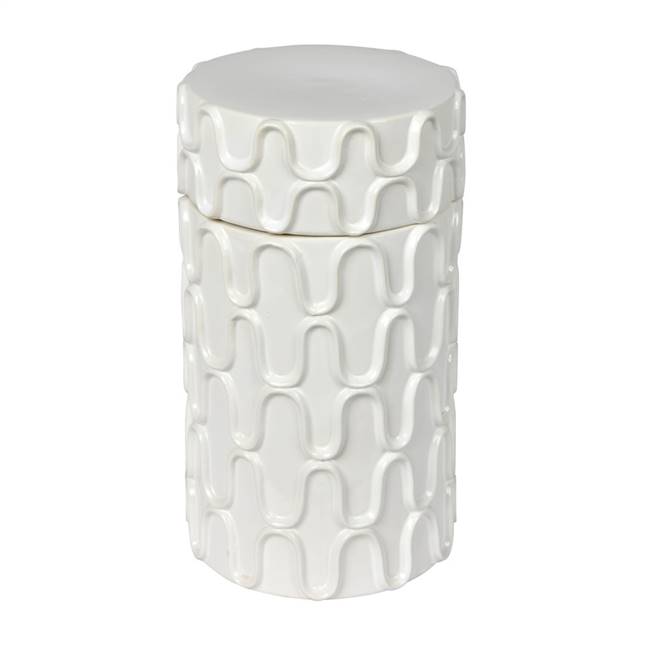 18.5" White Ceramic Container with Lid