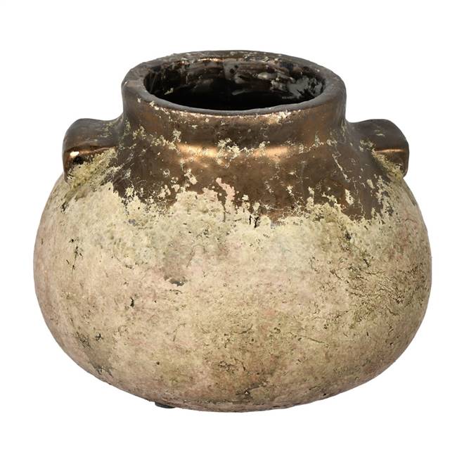 6" Aged Terracotta Gray Ceramic Vase