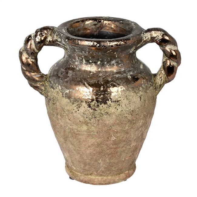 8.5" Aged Terracotta Gray Ceramic Vase