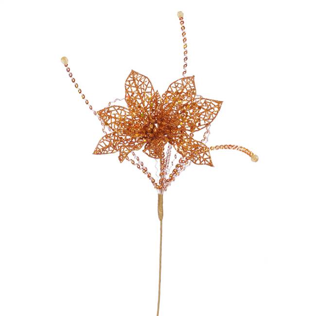 15" Copper Glit Poinsettia Sequin Loops