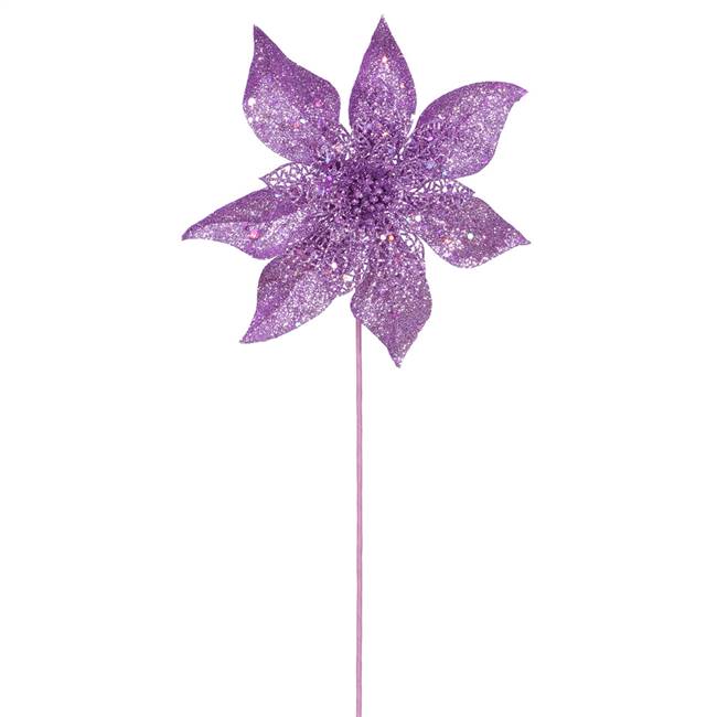 21" Lavender Glitter Poinsettia Spray