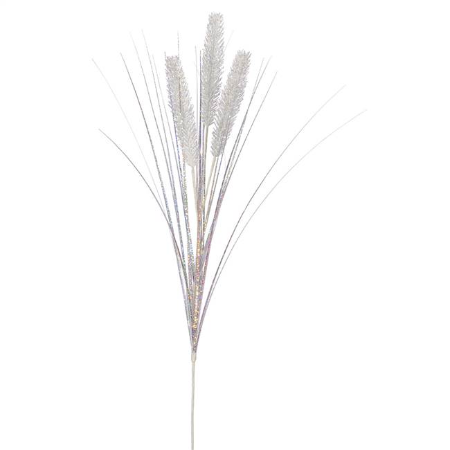 28" White Glitter Wheat Spray