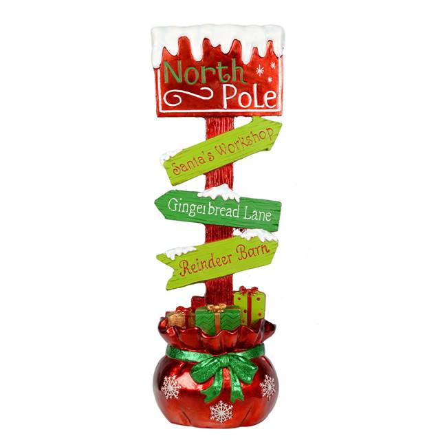 37" Red Green North Pole Direction Sign