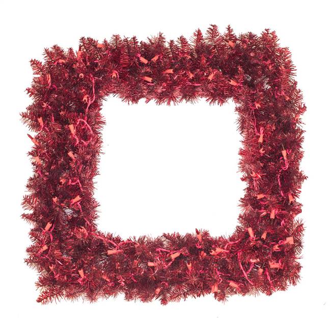 30" Tinsel Red Fir Sq Wreath 350T 70 Red