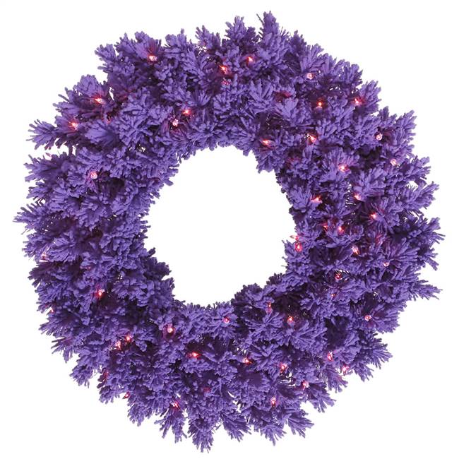 36" Flocked Purple Wreath 100Pr 260T