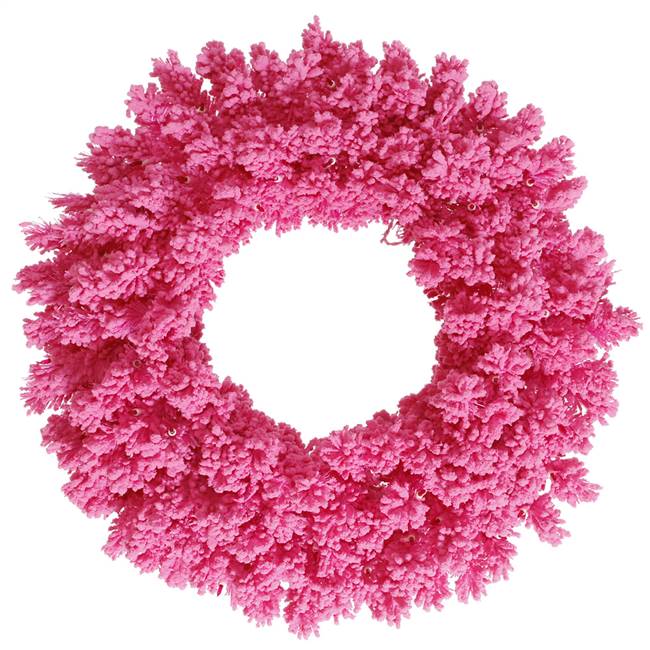 36" Flocked Pink Fir Wreath  260T