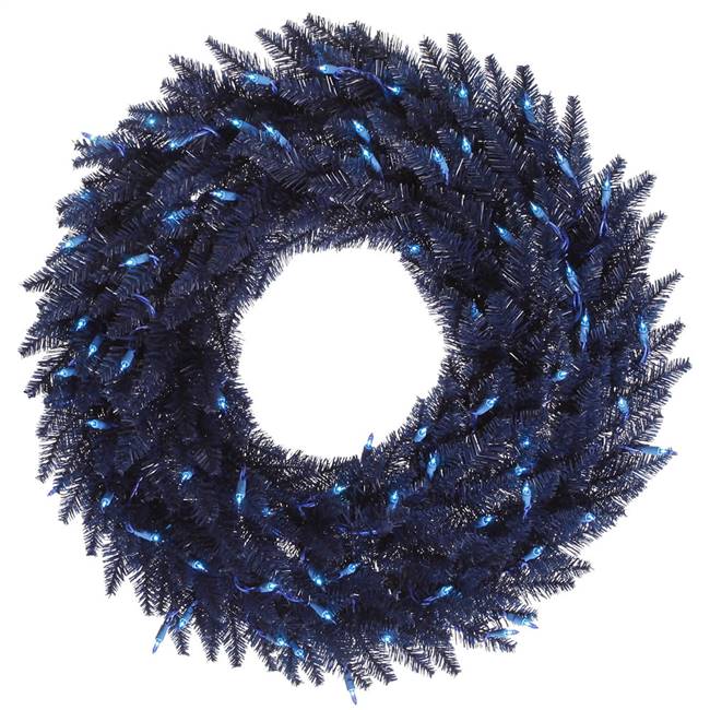 30" Navy Blu Fir Wreath DL LED 100BL260T
