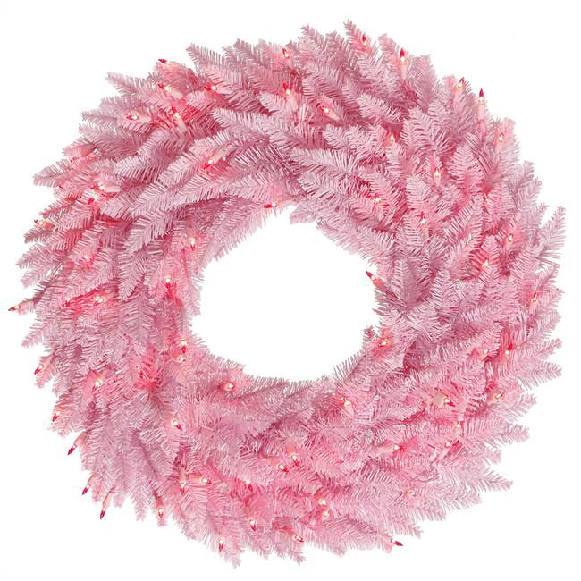 48" Pink Fir Wreath DuraL LED 150Pk 480T