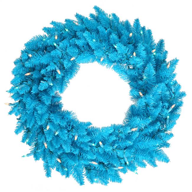 36" Sky Blue Fir Wreath 320T