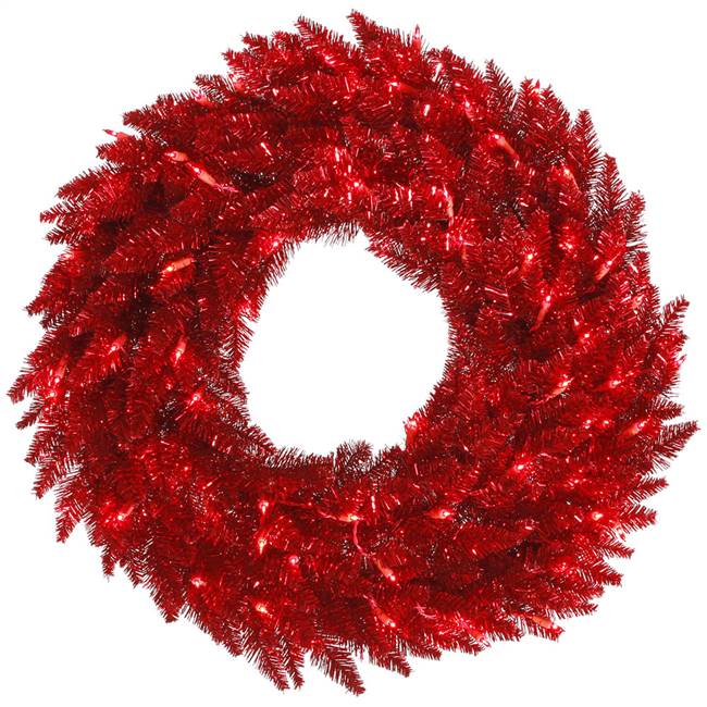 36" Tinsel Red Wreath DuraL 100Red