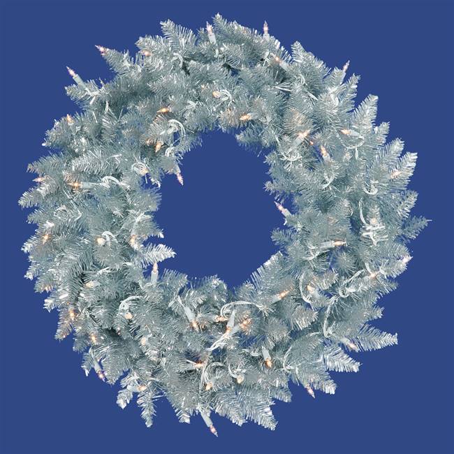 36" Silver Fir Wreath DuraL LED 100WmWt
