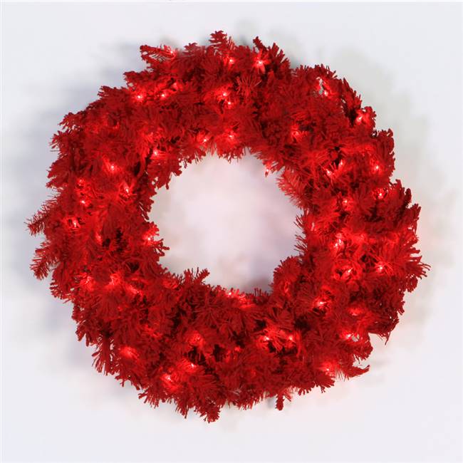 36" Flk Red Wreath DuraLit LED 100Rd