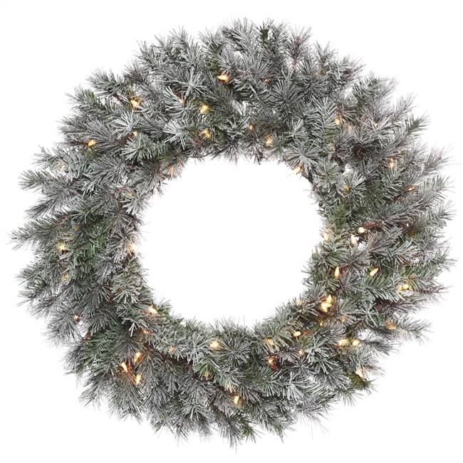 30" Frosted Lacey Wreath Dura-Lit 70CL