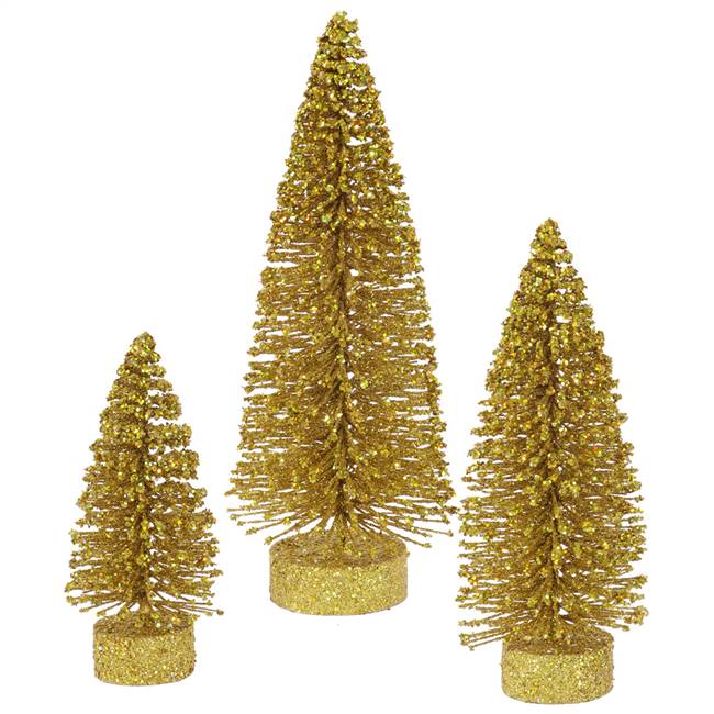 5"-7"-9" Gold Glitter Oval Tree Set