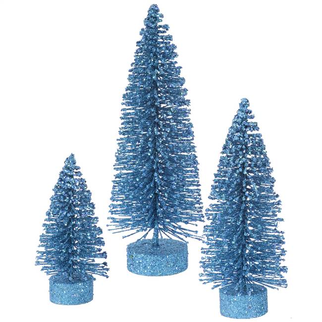 5"-7"-9" Turquoise Glitter Oval Tree Set