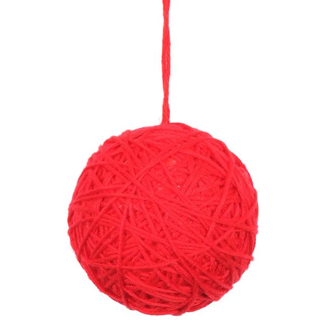 2.4" Red Yarn Ball Ornament 12/Bag
