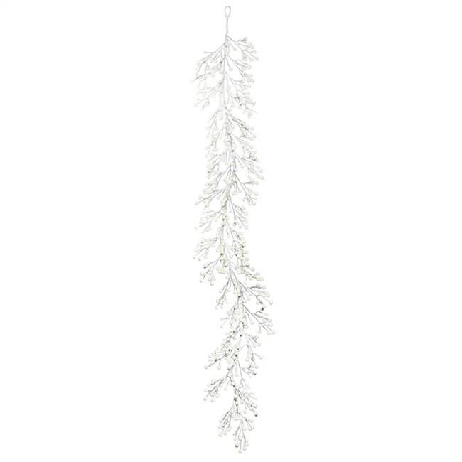 6' White Glitter Berry Garland