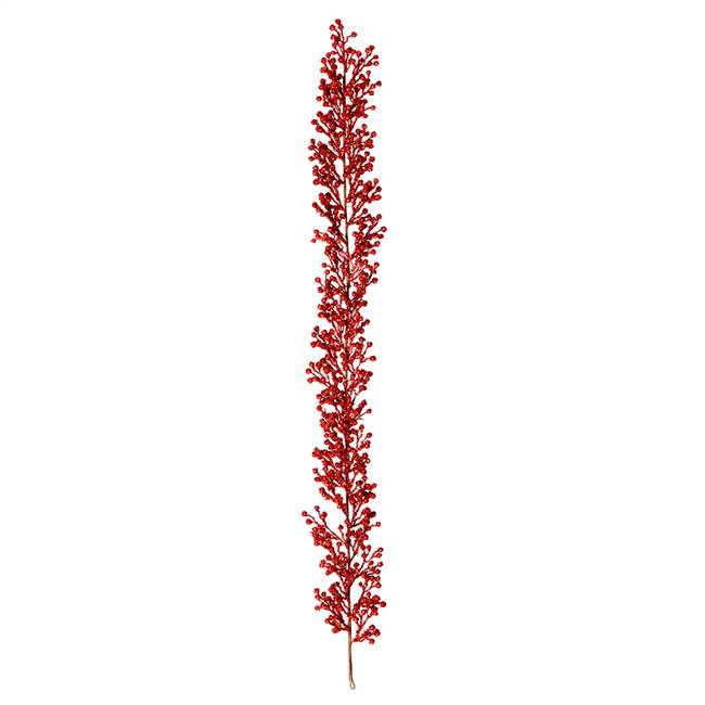 6' Red Glitter Berry Garland Outdoor