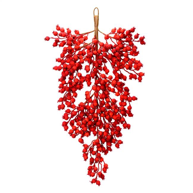 32" Red Flock Berry Outdoor Teardrop