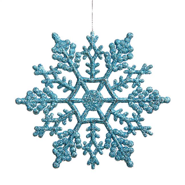 4" Turquoise Glitter Snowflake 24/Pvc Bx
